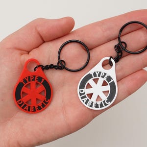 Type 1 Diabetic Keychain Tag – 3D Printed Medical Alert for Backpack or Keys