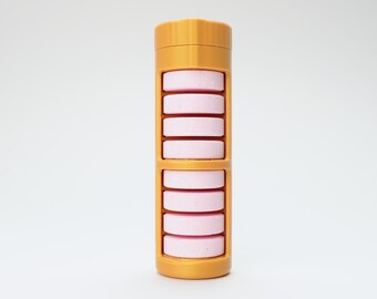 Glucose Tablet Holder - Diabetic Low Blood Sugar Quick Dispense Container | The Low Roller (8 Slot) - Gold