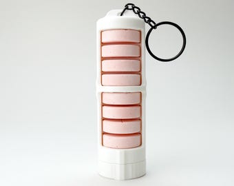 Keychain Glucose Tablet Holder - Diabetic Low Blood Sugar Quick Dispense Container | The Low Roller (8 Slot) + Keychain - White
