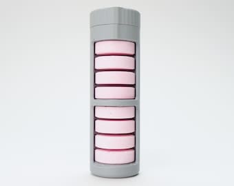 Soporte para tabletas de glucosa - Contenedor de dispensación rápida para diabéticos con niveles bajos de azúcar en sangre / The Low Roller (8 ranuras) - Gris