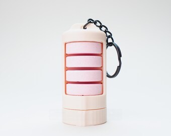 Keychain Glucose Tablet Holder - Diabetic Low Blood Sugar Quick Dispense Container | The Low Roller Mini + Keychain - Pink