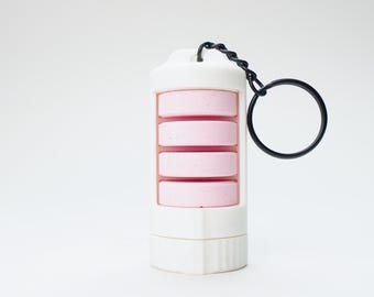 Keychain Glucose Tablet Holder - Diabetic Low Blood Sugar Quick Dispense Container | The Low Roller Mini + Keychain - White
