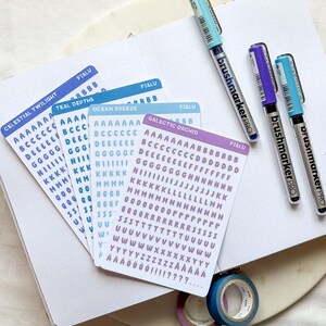 Cosmic Serenity-alfabet stickervellen | Functionele letters voor journaling en scrapbooking
