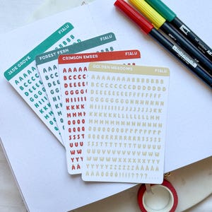 Feuilles d'autocollants Alphabet Terre et Feu | Lettres fonctionnelles pour journal et scrapbooking