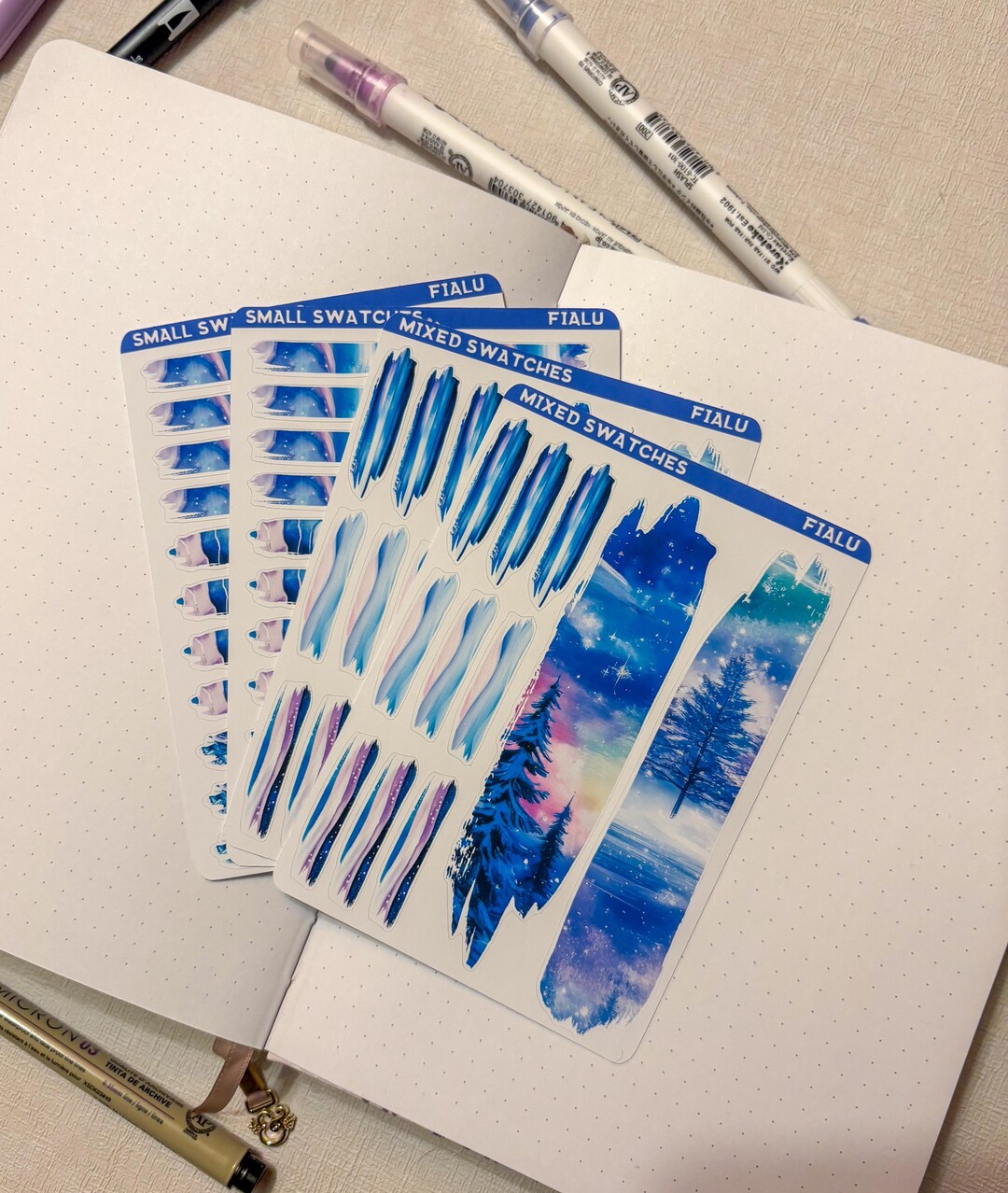 Swatch Stickers Purple Aurora Swatches Sticker Sheet | Decorative Winter Journaling ...