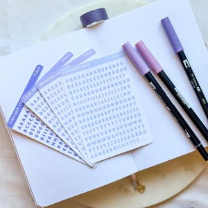 Twilight Bloom Alphabet-stickervellen | Functionele letters voor journaling en scrapbooking