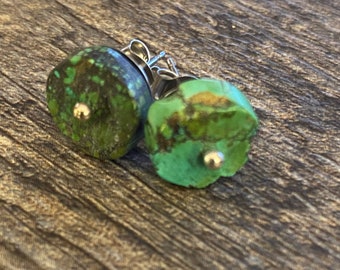 Turquoise Stud Earrings: Handmade Stainless Steel Post Earrings