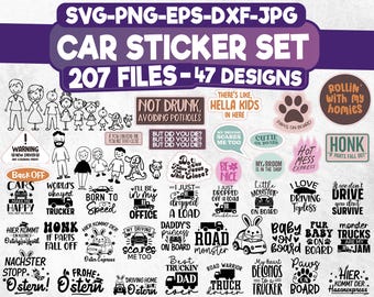 Funny Car Decals SVG Bundle: Sarcasm Stickers (Digital Download)