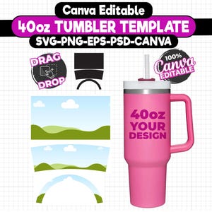40 Oz Tumbler Wrap Template, 40 Oz Tumbler SVG, Stanley 40 Oz Sublimation Template, Tumbler Blank Template, Canva Editable Tumbler Wrap