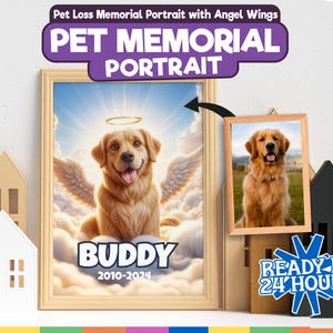 Pet Loss Memorial Portrait, Pet memorial keepsake, Personalized Cartoon Pet Portrait, Custom Cartoon Pet Portrait, Dog , Digital Download