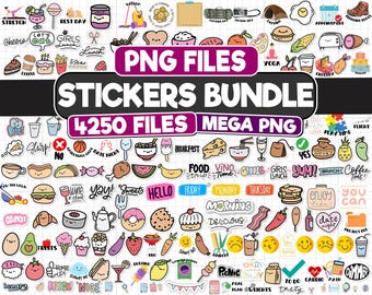 Mega Sticker PNG Bundle | kawaii sticker, 4250 Unique Designs | Cute, Fun, and Playful PNG Stickers | Instant Download