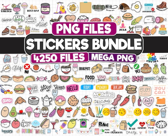 Mega Sticker PNG Bundle | kawaii sticker, 4250 Unique Designs | Cute, Fun, and Playful PNG Stickers | Instant Download