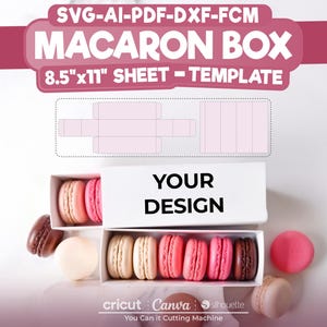 Macaron Box Template SVG, Bakery Box SVG, Macaron Packaging SVG, Paper Treat Box, Macaron Gift Box Laser Cut, Digital Download