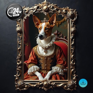 Aangepaste koninklijke hond portret, renaissance hond schilderij, huisdierliefhebbers cadeau, koninklijk portret, huisdier portret cadeau, cadeau voor hond, huisdierliefhebbers cadeau, olie