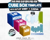 Cube Box Template | Storage Box Svg, Canva Editable Box SVG | Square Gift Box Cut File | Party Favor Box | Cricut and Silhouette Compatible