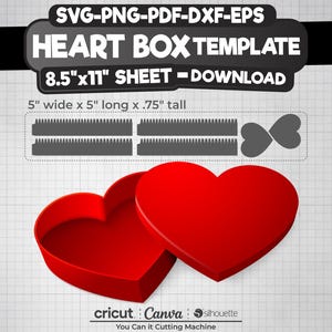Modèle de boîte coeur, boîte coeur Saint-Valentin, coeur boîte Svg, boîte de cadeaux, fichier de boîte cricut, Saint-Valentin boîte Svg pour Cricut, fichiers coupés