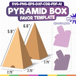 Pyramid Gift Box Template, Favor Box Template, Candy Box Template, Birthday Gift Box, Party Favor Box, Box Template, Pyramid Box Svg, Png