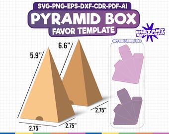 Pyramide Geschenkbox Vorlage, Geschenkbox Vorlage, Candy Box Vorlage, Geburtstagsgeschenkbox, Partybevorzugung Box, Box Vorlage, Pyramide Box svg, png