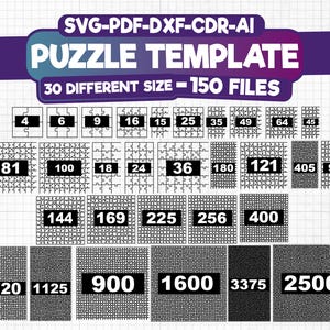 Puzzle Template Bundle Svg, Jigsaw Puzzle Svg, Puzzle Laser Cut File, Puzzle Cut Template, Puzzle Laser Dxf File, Digital Download