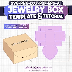 Jewelry Box Template, Earring Box SVG Template, Square Box Svg, Earring Box Template, Jewelry box, Cutting template, Favor Box Template