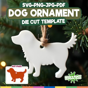 Haustier Hund Weihnachtsbaumdekoration, Weihnachtsverzierung für Hund svg Bundle Laser-Datei, Hund Haustier Lightburn Ornament, Ornament svg, Glowforge