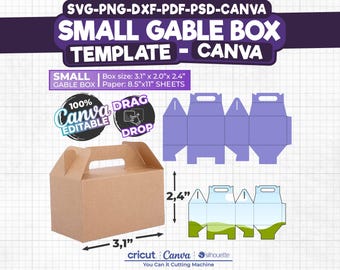 Small Gable Box Template Canva, Gable Box Svg, Box Svg, Box Template Svg, Gift Box Svg, Box Template Cut File, Favor Boxes, Digital Files