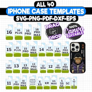 40 iPhone Case Template Mega Bundle | Telefonhülle SVG & Sublimationsvorlage | Smartphone Hülle Canva Bearbeitbar | iPhone Blanko-Vorlagen-Bundle