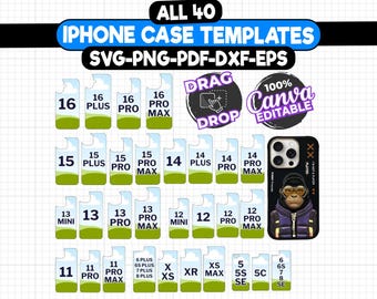 Mallpaket för iPhone-skal | Redigerbar i SVG, PNG, Canva