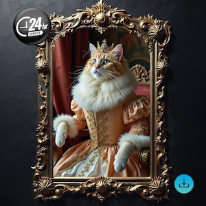 Custom Royal Cat Portrait, Renaissance Cat Painting, custom cat portrait, custom pet art, Pet Lovers Gift, Royal Pet Portrait, Pet Portrait