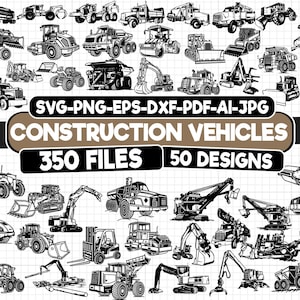 Construction Vehicles SVG Bundle: Heavy Machinery Clipart (Commercial Use)