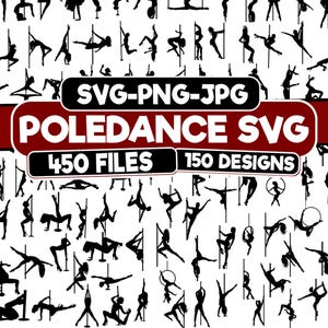 Pole Dance SVG, Strip Dance SVG, Pole Dance Png Bundle, Pole Dance Clipart, Exotisk Dansare Svg, Svg-filer för Cricut, Dans, Dansare Silhuett