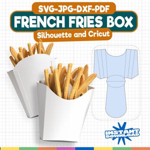 French Fries Box Template, French Fry Box SVG, Fried Potato Box Template, Snack Box SVG, Food Box SVG, Party Snack Box, Cricut Cut Files