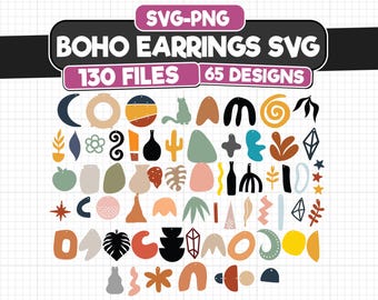 Boho Earrings SVG Bundle: 65 Minimalist Designs (Digital Download)
