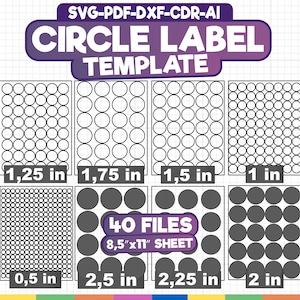 Circle Template Bundle, Blank Circle Label Template, Circle Sticker Template, Round Template, Sticker Tempalate Svg,Round Label Template png