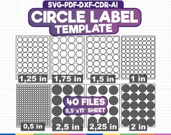 Circle Label Template Bundle, Multiple Sizes (digital Download) - Etsy