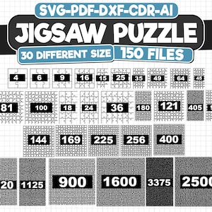 Jigsaw Puzzle SVG Bundle: 30 Sizes Template for Cricut & Laser Cutting
