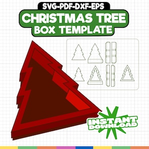Arbre de Noël boîte SVG, boîte cadeau de Noël, boîte cadeau gourmandise, porte-bonbons festif, boîte cadeau svg, fichiers de coupe, Svg, pdf, Dxf, Silhouette, Cricut