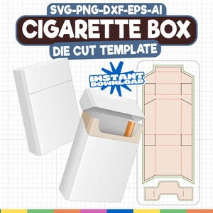 Modello fustellato per scatola di sigarette, scatola di tabacco, file di taglio scatola SVG, custodia SVG, vettore scatola svg, download digitale per imballaggio fai da te