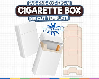 Cigarette Box Die Cut Template (svg, png, dxf, eps, ai) Digital Download