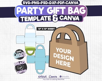 DIY Party Gift Bag Template: Canva Editable Favor Bag SVG (Digital Download)