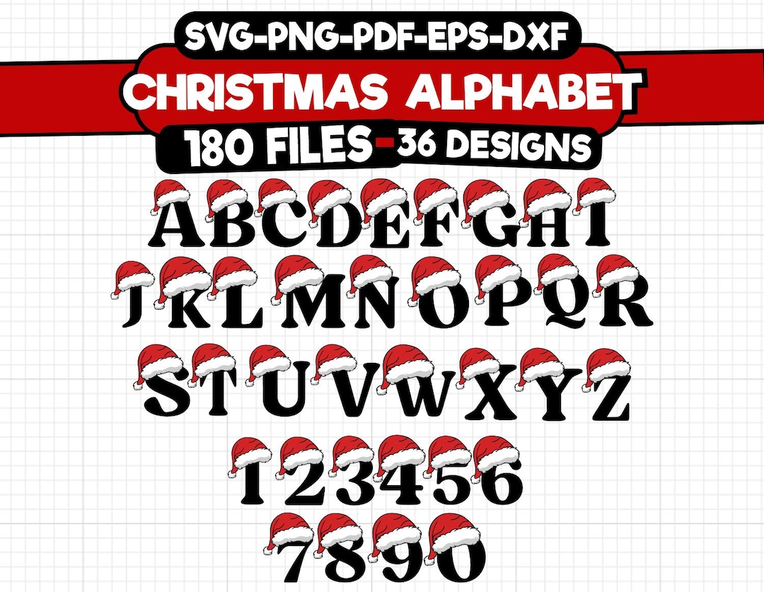 Santa Letter Code Christmas Alphabet SVG, Santa Hat Letters & Numbers, A-Z Letters Svg ...