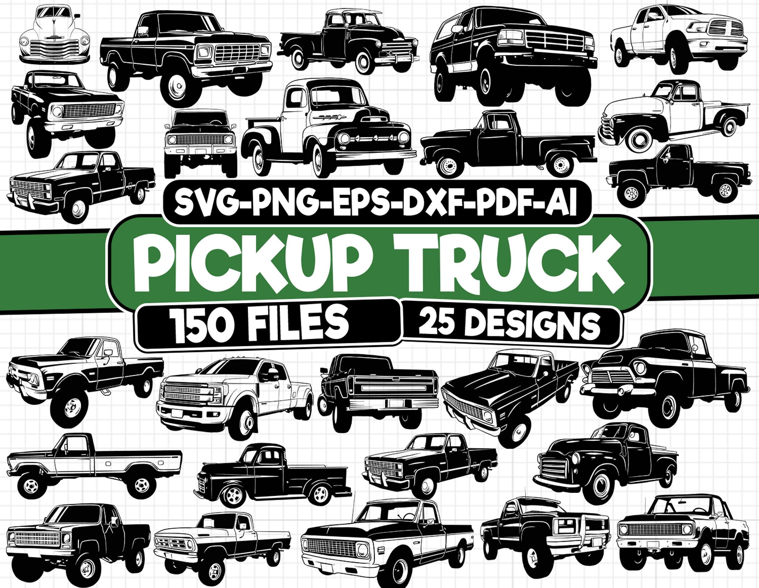 Pickup Truck svg, Pickup Trucks svg, Pickups svg,  Pickup Truck png, Pickup Truck vector, AI Files for Cricut & Silhouette - Commercial Use