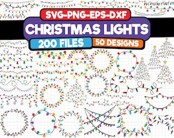 Christmas Lights Svg, String Lights, Xmas Lights Svg, Seamless Christmas Light Svg, Cricut, Silhouette, Vector, Digital Download, Holiday