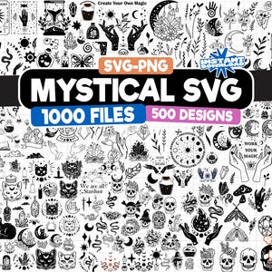 Mystical SVG Bundle, Mystic Moon svg, Celestial svg bundle, Witchy svg, Mystic Cat svg, Instant Download for Cricut & Silhouette Projects
