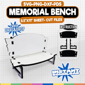Memorial Bench Template, Memorial Bench Svg, Sublimation Bench Blank, Laser Cut Files Garden Bench, Memorial Keepsakes, Canva Editable