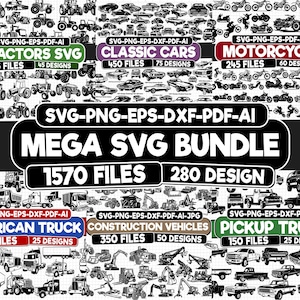 Mega Vehicle Svg Package, Car SVG, vehicles cute car, Retro Car, truck svg files, pickup truck svg, car svg png, svg files for cricut, Car