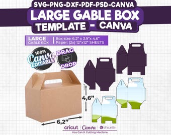 Large Gable Box Template, DIY Party Favor (Digital Download)