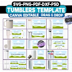 Tumbler Template Bundle | Canva Editable | 40oz Tumbler Template, 30oz Tumbler Template, 20oz  More, Libbey Glass & Water Bottle Templates