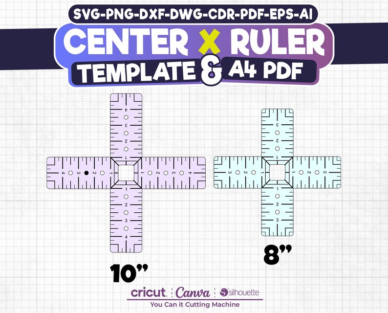 Center X Ruler Template | Alignment Guide for Sewing, Embroidery - HTV ...