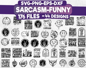 Sarcastic Quotes SVG Bundle: Funny Sarcasm Designs (Digital File)